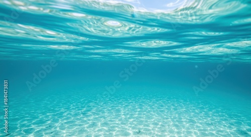 Underwater Scene of Clear Blue Ocean Water