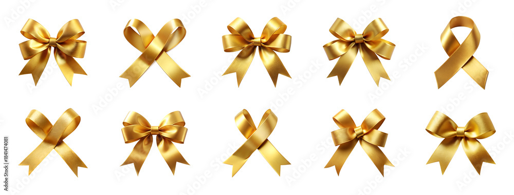 Obraz premium Collection of Golden ribbon isolated on transparent background