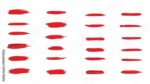 Collection of Red Brush Stroke Swatches paint texture