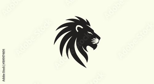 Bold Black Lion Head Silhouette Emblematic Design Featuring Majestic Mane