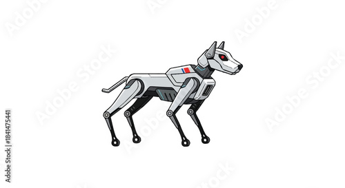 Futuristic Cybernetic Dog Running, Detailed Metallic Robot Animal Isolated