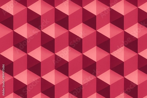 Warm pink cubic geometric 3D pattern background with faceted polygon structure and modern abstract texture