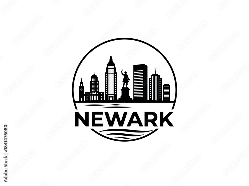 Naklejka premium Newark city of United States skyline emblem with landmarks