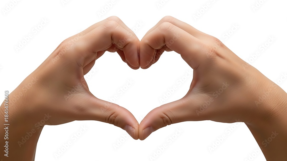 Obraz premium Expressing heartfelt affection with hands shaped in a loving heart, a symbol of care, kindness and connection, perfect for Valentine's Day promotions