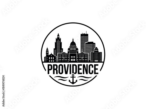 Providence city of United States skyline emblem with landmarks