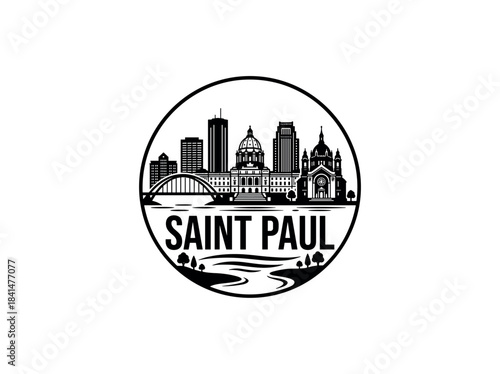 Saint Paul city of United States skyline emblem with landmarks