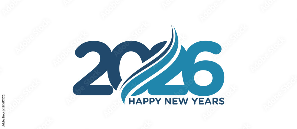 Fototapeta premium 2026 Happy New Year design vector. trendy unique new year 2026 logo design template