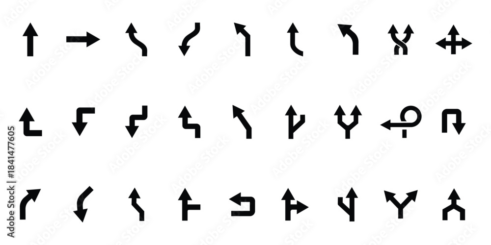 Naklejka premium Traffic direction arrow icon set