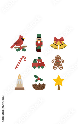 vector illustration of a set of christmas icons