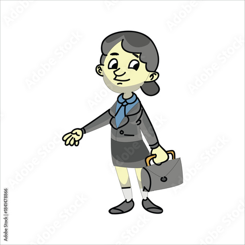 Businesswoman walking and carrying a black briefcase. Concept of going to work
