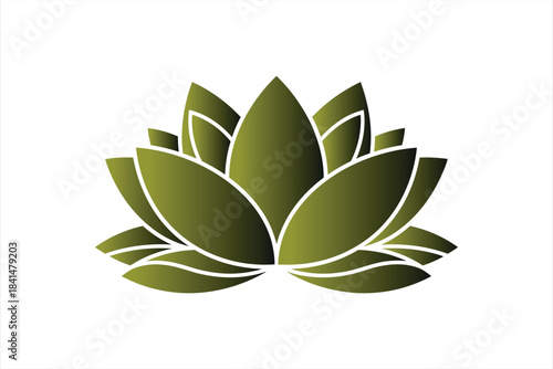 Elegant Green Lotus Flower Illustration