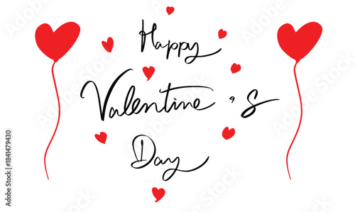 Happy valentine's day text font calligraphy hand written lettering script black color object icon love heart shape 14 fourteen february month happy valentine's day romantic wedding anniversary banner 