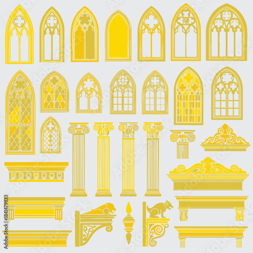 Architectural decorative shape, ornamental islamic geometric frames and borders with traditional arabesque motif 