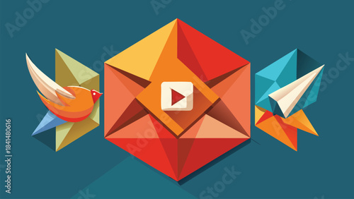Folded Paper Icons Vector Design, Social Media Icon