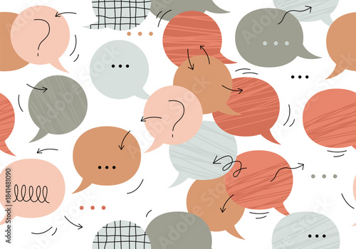 Colorful speech bubbles seamless pattern, perfect for stationery products such as notebooks, planners, and wrapping paper, social media graphics
