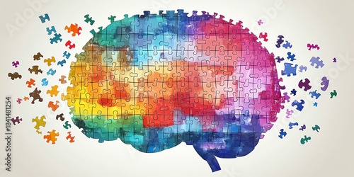 Abstract colorful brain puzzle