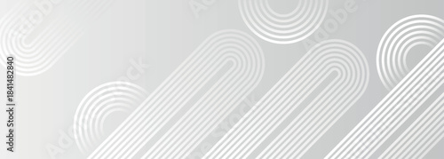 Abstract gray and white gradient background with a glowing curved geometric line design. Modern shiny lines concept. EPS. 4