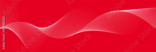 Abstract background with lines and waves. Medium banner size. Element for design. Vector background for brochure, booklet, flyer, poster. Red and white gradient. Love, Valentine's Day