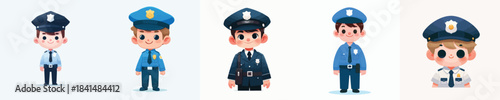Cute and Handsome Police Boy Outfit Vector Illustration