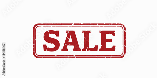 Distressed red sale stamp isolated on white background