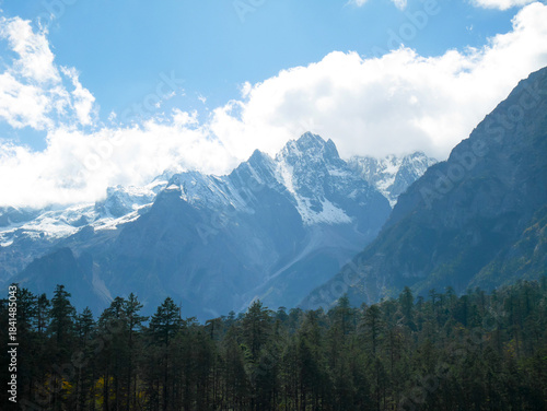 Snow covered mountain peaks