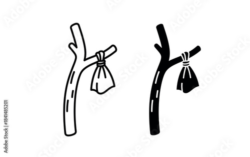  branches with small hanging bags