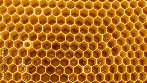 Honeycomb Texture with Golden Hexagonal Bee Wax Cells