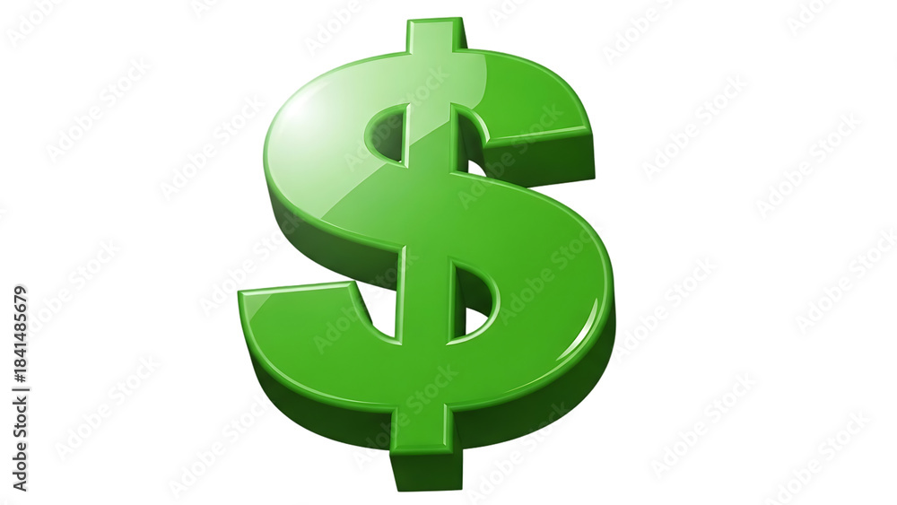 Obraz premium Green Dollar Sign Symbol Isolated on Transparent Background