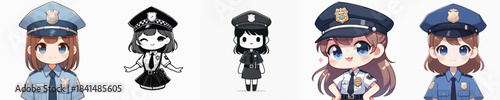 Cute and Adorable Police Girl Outfit Vector Illustration