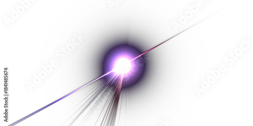 Dynamische energievoll leuchtende Lichtstrahlen in violett und blau die sich im Zentrum bündeln – Energietransfer, Innovation, Technologie, Daten, Internet, Wissenschaft, Laserstrahlen, Forschung