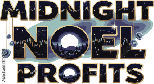 Midnight Noel Profits Holiday Text With Starry Night Design