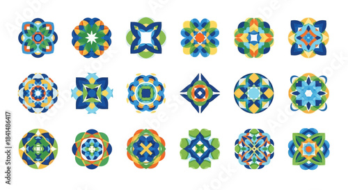 Collection of Colorful Geometric Mandala Designs for Creative Projects.