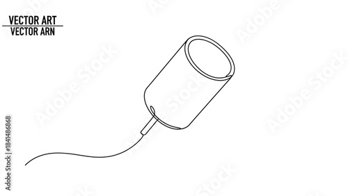 Minimalist single line art drawing of a can with a wave pattern on a white background