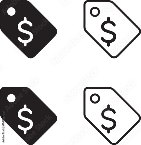 Isolated Price icon, price cost value, cost price tag, minimal black outline, thin stroke vector, editable design, modern ui element, buyer focused price icon