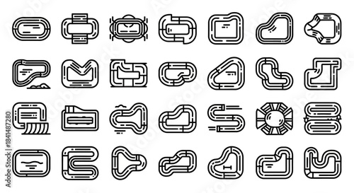 Collection of Inflatable Water Park Icons - Fun and Recreation.