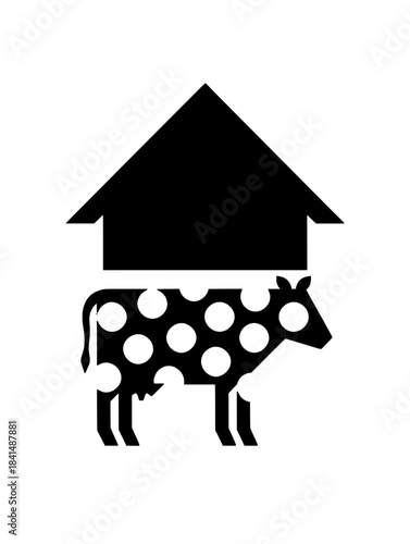 Minimalist Spotted Cow House Logo Icon Vector