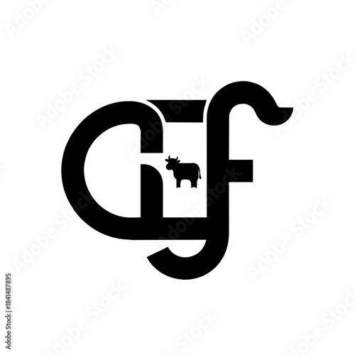 Modern Abstract Logotype with Cow Silhouette - Minimal Dairy Farm and Livestock Vector Identity