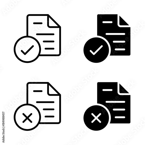 Accept and Denied Document icon set