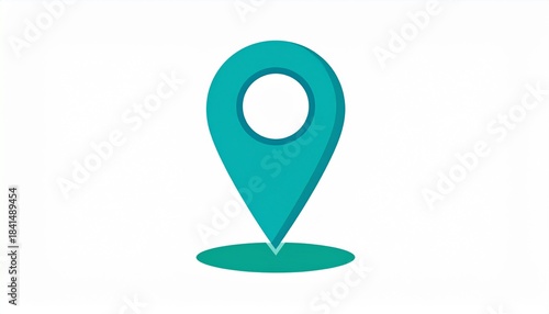 Free Download Teal location pin icon with shadow on white background, GPS marker symbol for map navigation or point of interest - GFXLoad