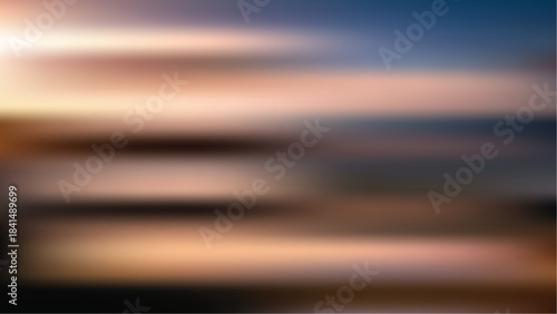 Vector art of blurry sunset or sunrise landscape with colorful sky and soft light