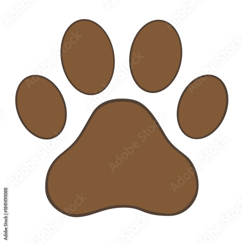 Brown Dog Paw Print Vector Illustration Isolated
