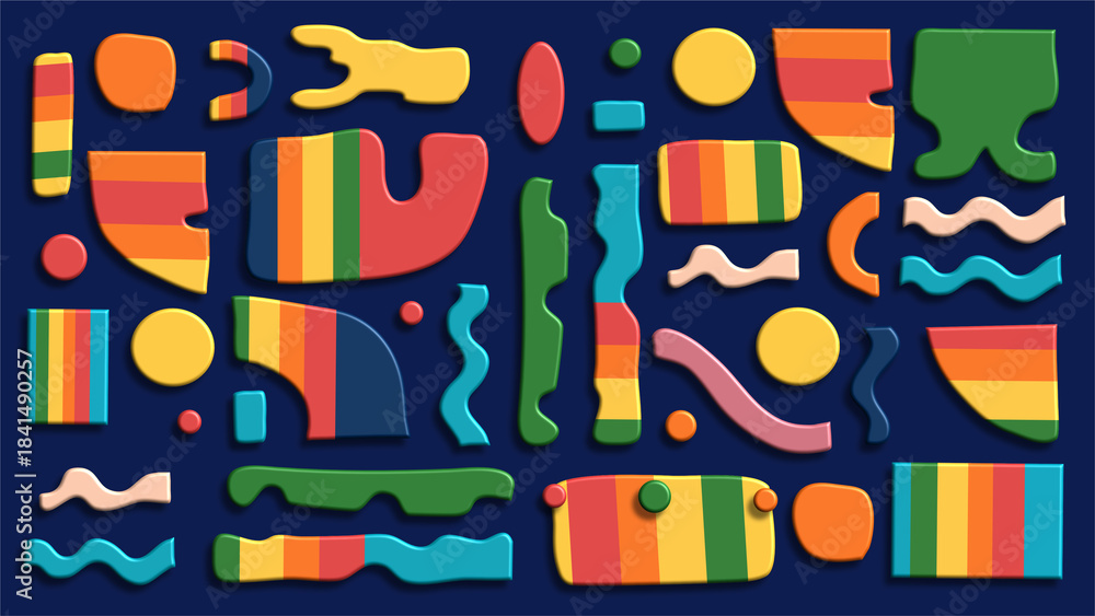 Fototapeta premium Abstract geometric shapes vibrant colors modern artistic composition