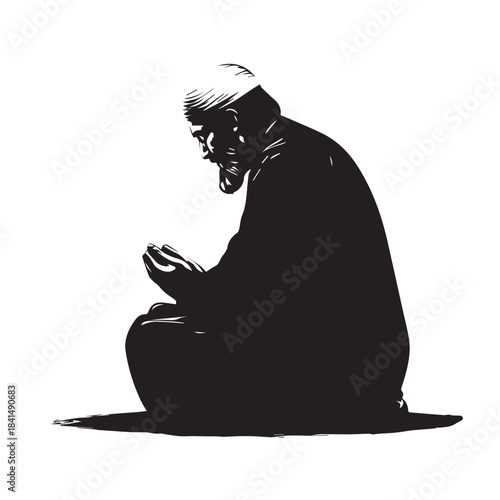 silhouette of a man praying