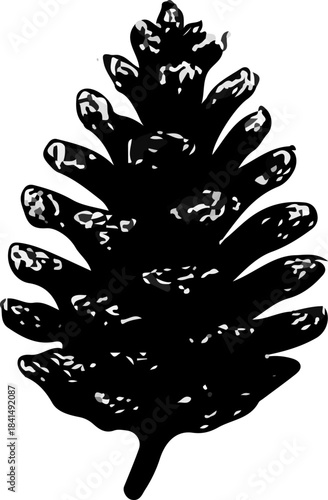 Black Pine Cone Silhouette Vector Icon for Nature Designs