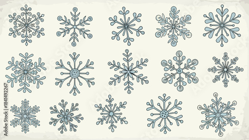 Snowflake Collection: A delicate array of unique snowflakes, each intricately crafted and exuding the ethereal beauty of winter. capturing the icy magic.