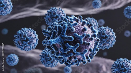 Immune System Response Antibodies Attacking Virus Cells Animation.