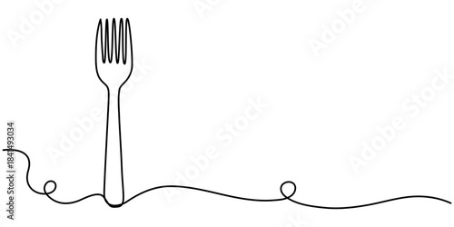 fork continuous one line drawing, Animation of a single line drawing of a fork, single line outline vector art drawing and simple one line design. 