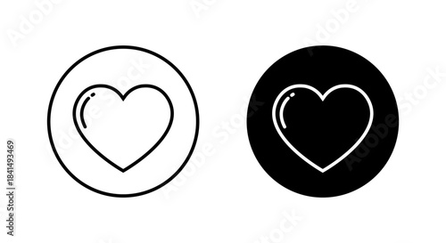 Heart outline icon in black circle. Love, romantic symbol