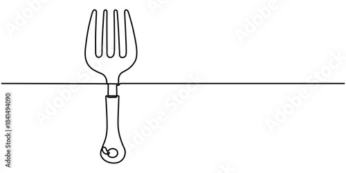 fork continuous one line drawing, Animation of a single line drawing of a fork, single line outline vector art drawing and simple one line design. 