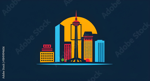 urbanity, megacity, citylineart, skylineicon, cityoutline, buildingicon, highrise, tower, block, apartment, office, businessdistrict, cbd, financialdistrict, citygrid, streetscape, rooftops, cityblock